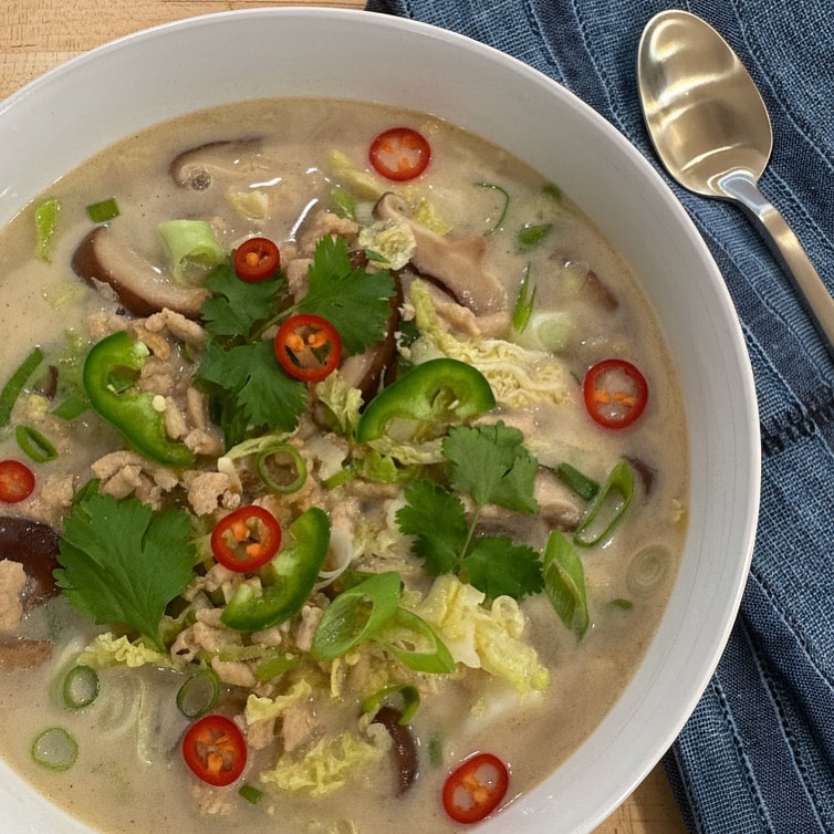 Ginger Chicken Soup with Shiitakes & Napa Cabbage