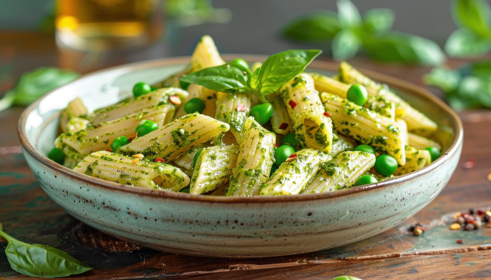 Cashew Pea Pesto Pasta