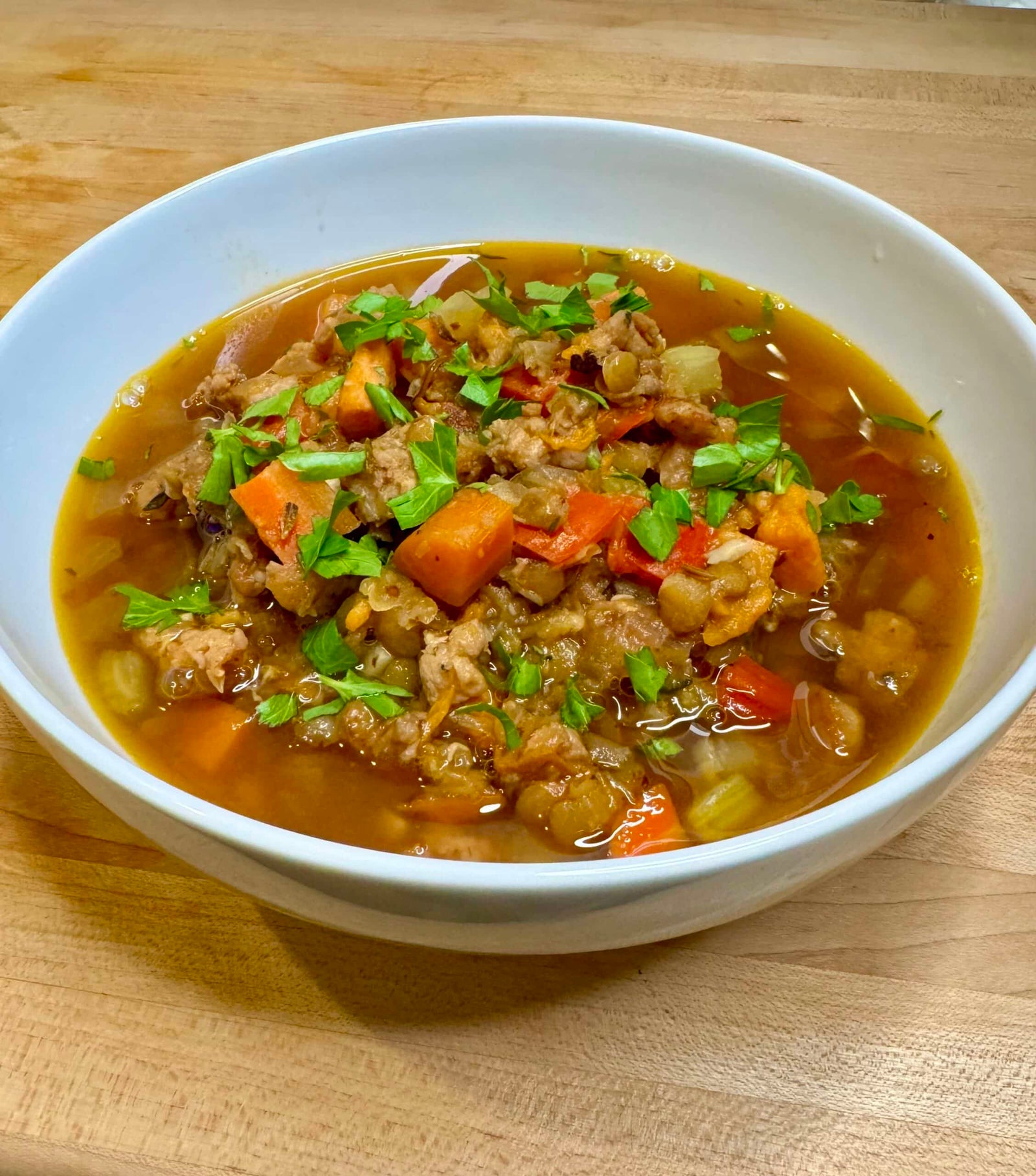 Sausage, Lentil and Sweet Potato Stew