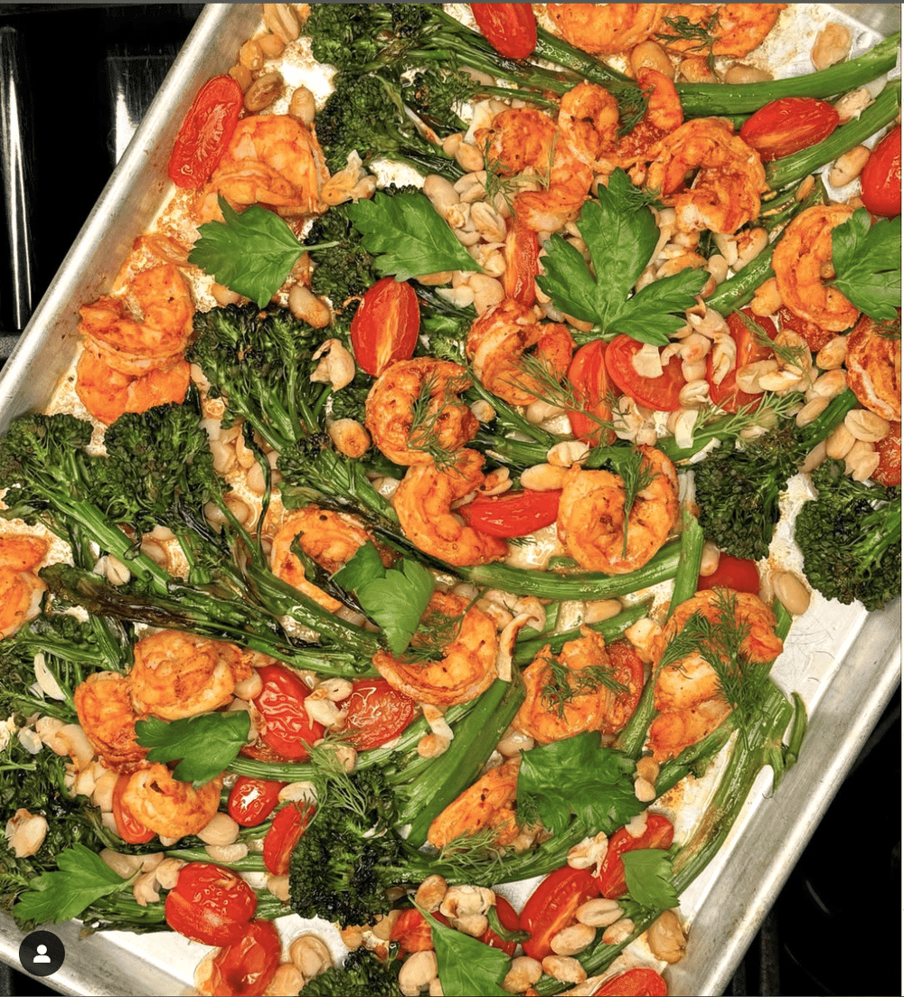 Sheet Tray Shrimp, Broccoli & White Beans