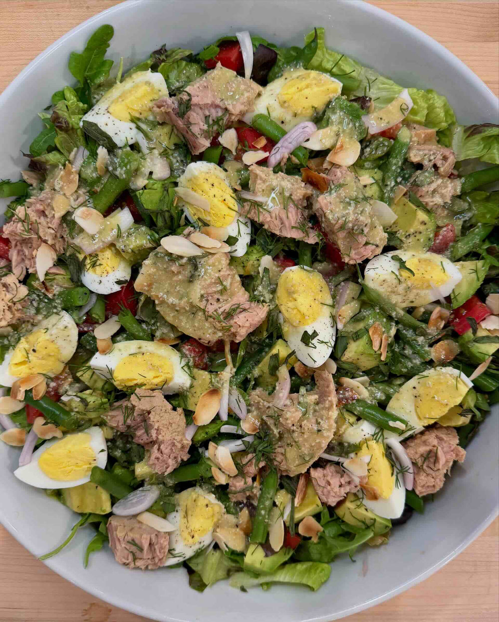 Tuna Cobb Niçoise Salad with Hemp Caesar Vinaigrette